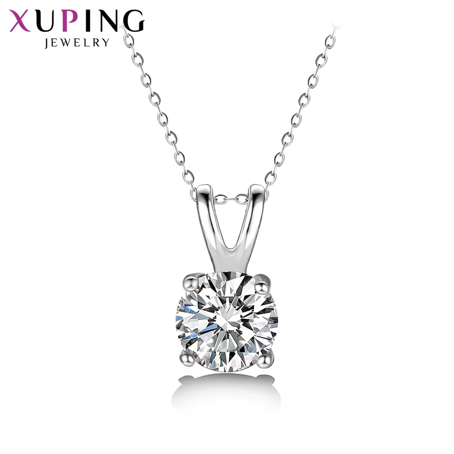 Collier avec pendentif en forme de charme, bijoux Xuping, design élégant, couleur rhodium, pour femm