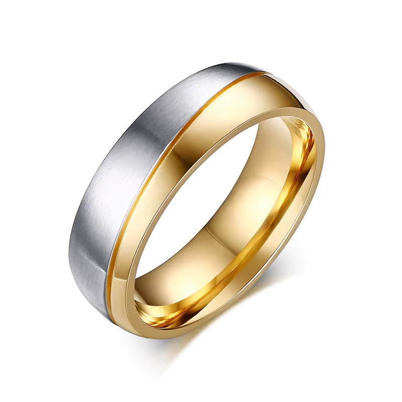 Vnox-Bagues de mariage en acier inoxydable pour hommes et femmes, bijoux de couple, document en or, 