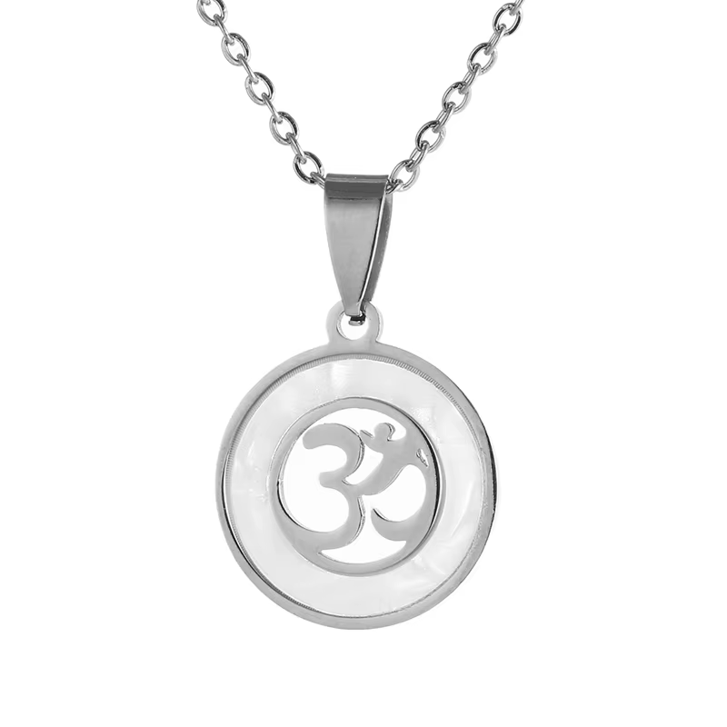 Collier pendentif bouddhiste AUM OM Hindoo en acier inoxydable, bijoux Hindouisme, symbole de la pai