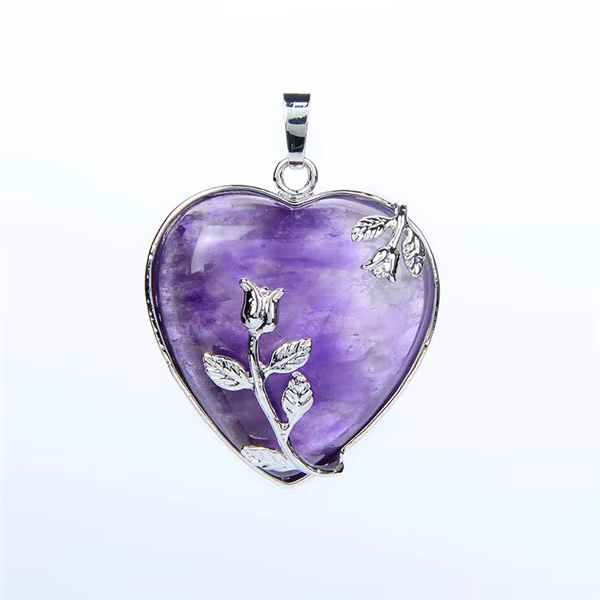 Collier pendentif fleur rose pour femme, bijoux en pierre naturelle, cuir chevelu en métal, cuivre, 