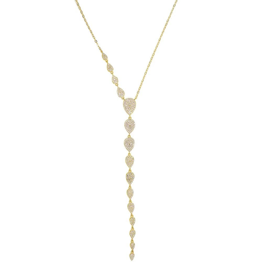 Nouveau Collier Classique Tendance 2025 – Chaîne Longue Goutte d'Eau Scintillante avec Zircon Cubiqu