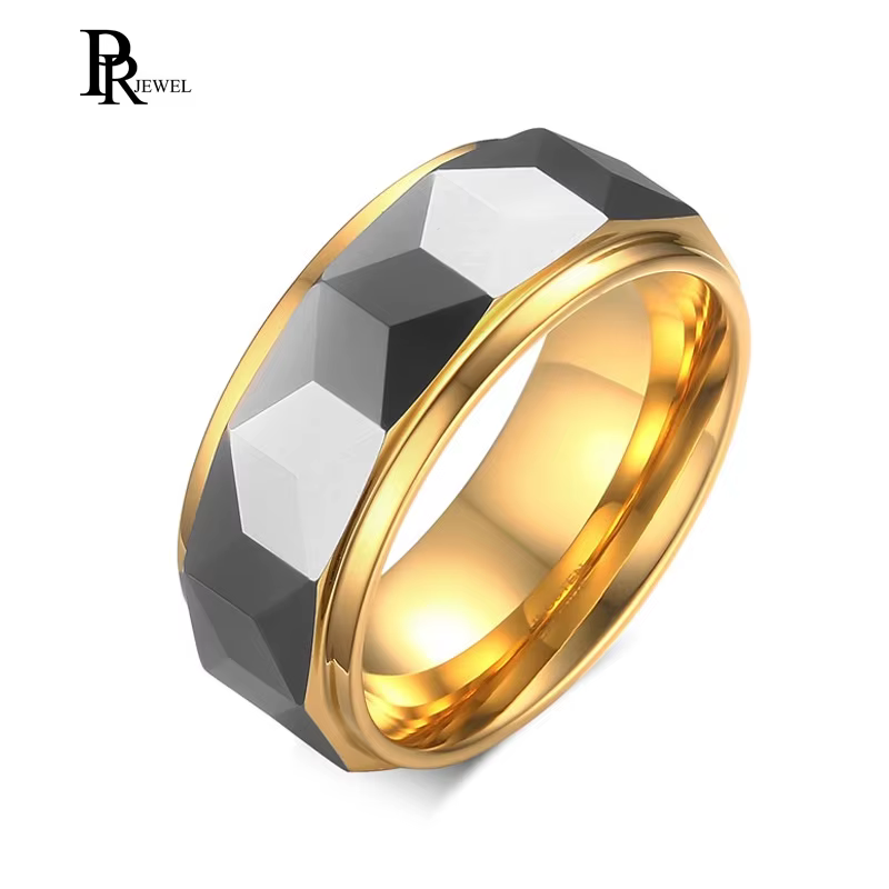 Bague de mariage en tungstène pour hommes et femmes, anneau en losange, coupe tendance, couleur arge