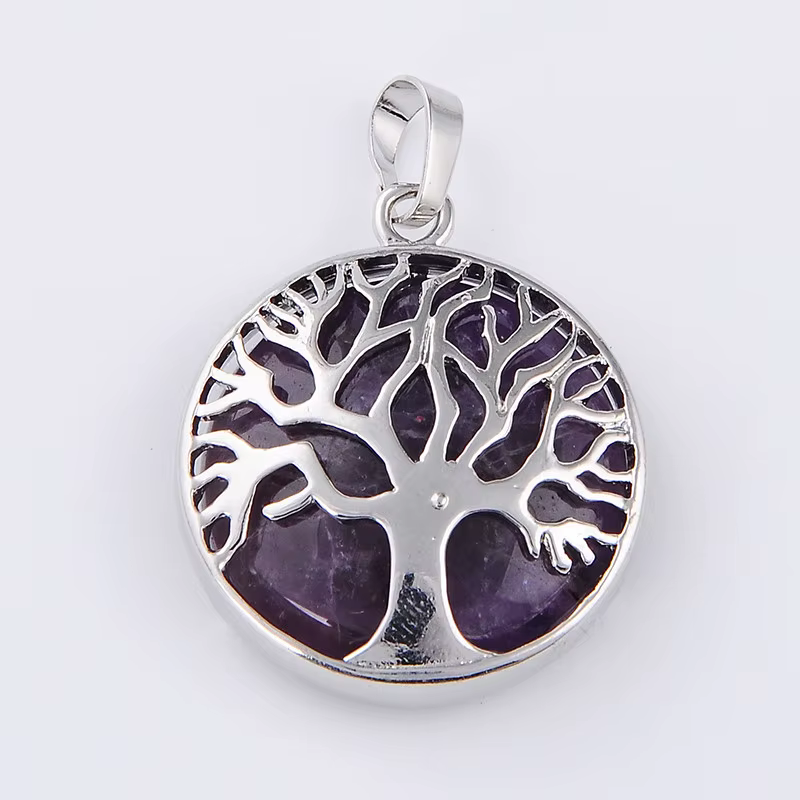 Collier pendentif arbre de vie pour hommes et femmes, bijoux de charme Reiki faits à la main, pierre
