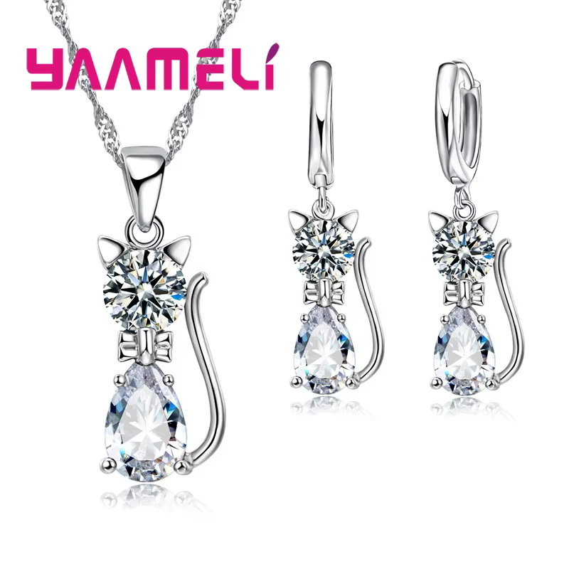 Ensemble de bijoux en argent Sterling 925 véritable pour femmes et filles, brillant cristal autrichi