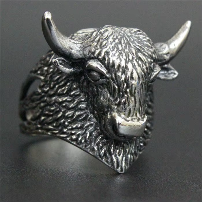 Bague tête de taureau pour hommes et femmes, en acier inoxydable 316L, à la mode, Yak Cool, nouvelle
