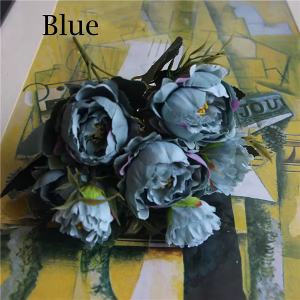 Pivoines artificielles européennes 28cm, 1 Bouquet, Mini fleurs en tissu bon marché, fausses fleurs,