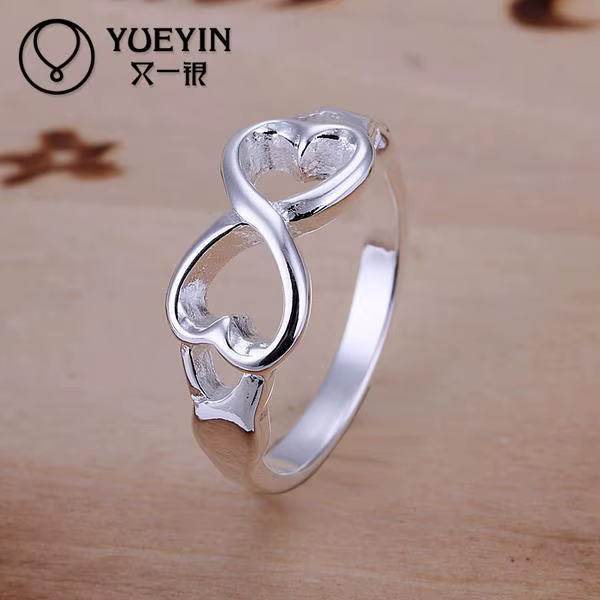 Bague en argent plaqué pour femme, bijoux en forme de cœur, document, attention olise, amoureux amou