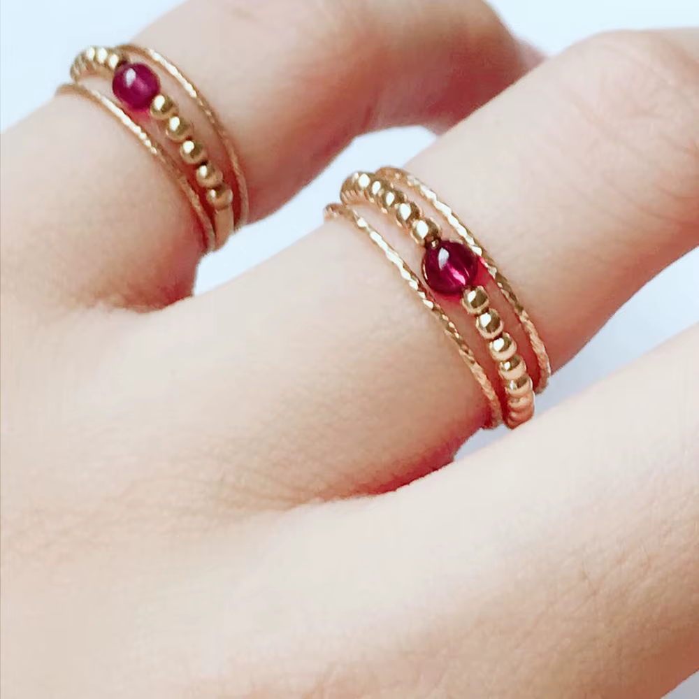 Bagues en grenat naturel fait à la main pour Femme, bijoux en or, style Boho