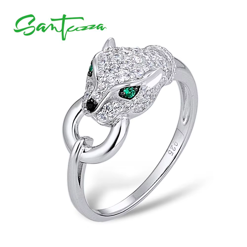 SANTUZZA-Bague en argent regardé 925 pour femme, spinelle verte, blanche, cubique, contre-indiquée, 