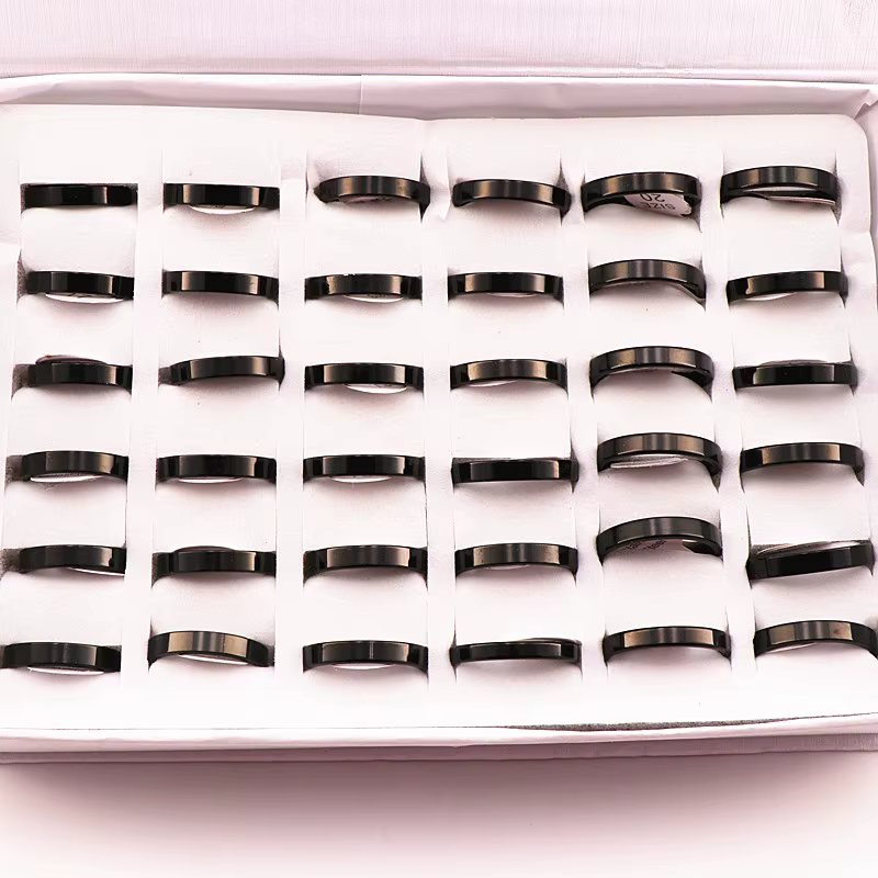 Bagues de mariage en acier inoxydable pour hommes et femmes, 50 pièces, bracelet classique, trois co