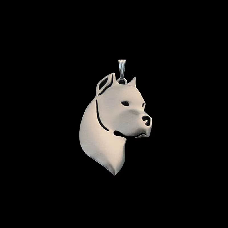 Bijoux pour amoureux, pendentifs en métal lisse en forme de chien Dogo Argentino