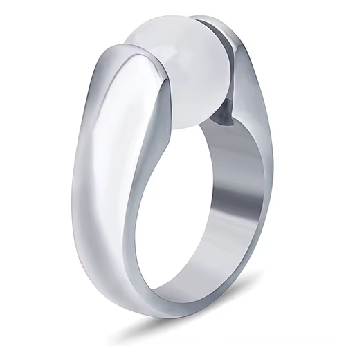 Bague en opale colorée pour femmes, anneau de mariage rond en acier inoxydable de qualité, noir et b