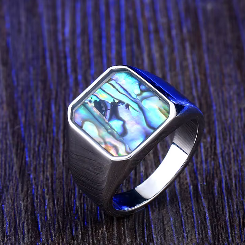 BEIER nouveau magasin bleu ciel coquille magnifique fond de mer luxe hommes bague mode coloré haute 
