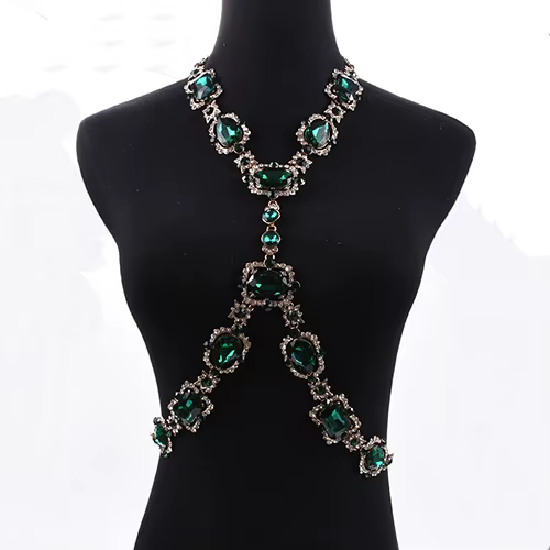 2025 nouvelle mode grande chaîne de taille en verre chaînes de corps collier bijoux femmes déclarati