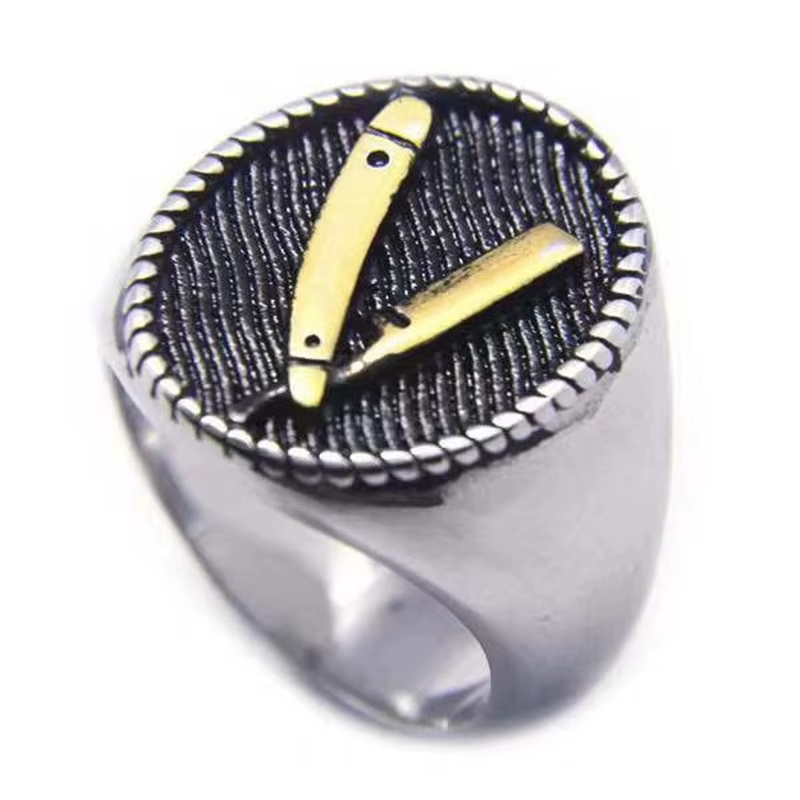 Anneau de rasoir doré SION L, bijoux en acier inoxydable, mode, salon de beauté, coiffure