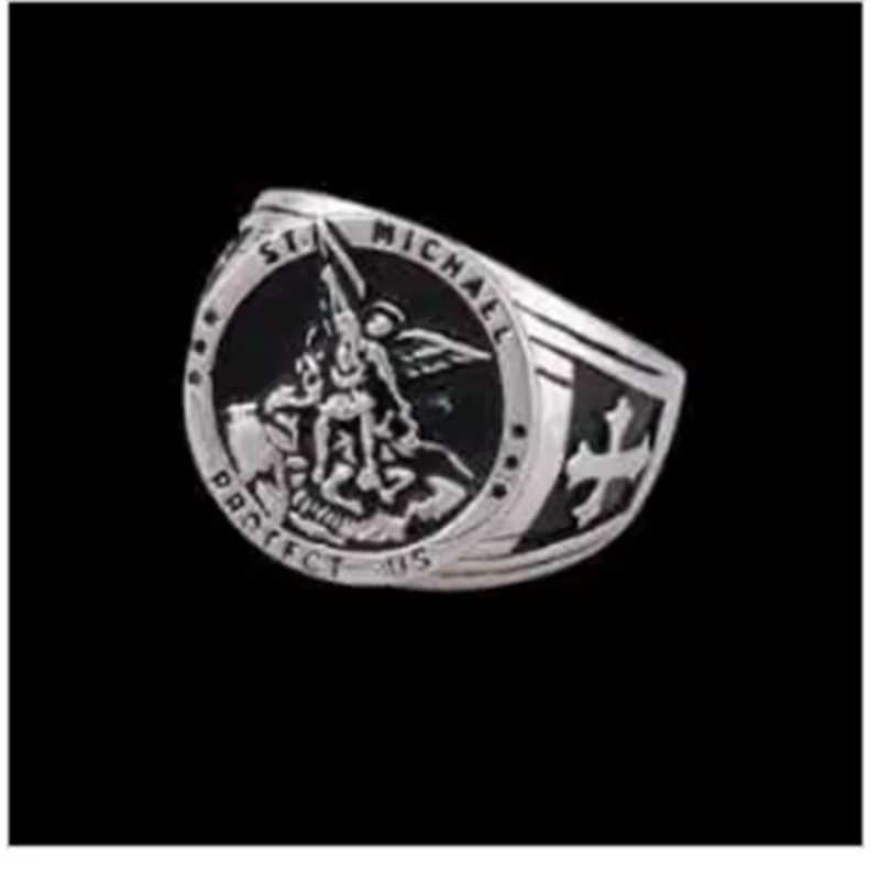 Taille 7-14 croix SAINT MICHAEL PROTECT US bague en acier inoxydable 316L garçons hommes nouvelle ba