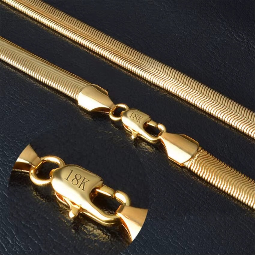 Collier JORough en or pour homme, collier long, bijoux fantaisie, vente en gros, 18 K, 6mm, 50cm, 20
