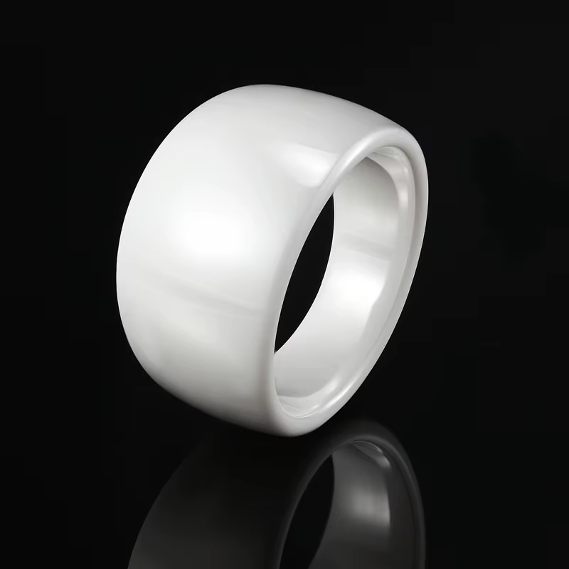 Bague en céramique incurvée lisse, Design classique, noir et blanc, pour hommes et femmes, bijoux de