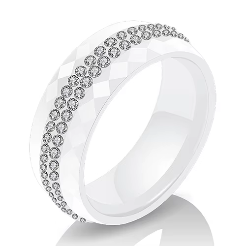 Haute Qulity Noir Et Blanc Simple Style Comly Cristal Bagues En Céramique pour les Femmes