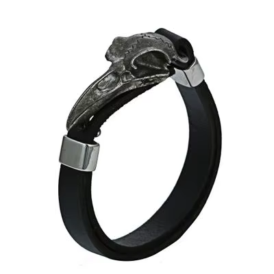 Viking Odin corbeau acier inoxydable Viking bijoux Wicca crâne hommes slave Bracelet en cuir Vikings