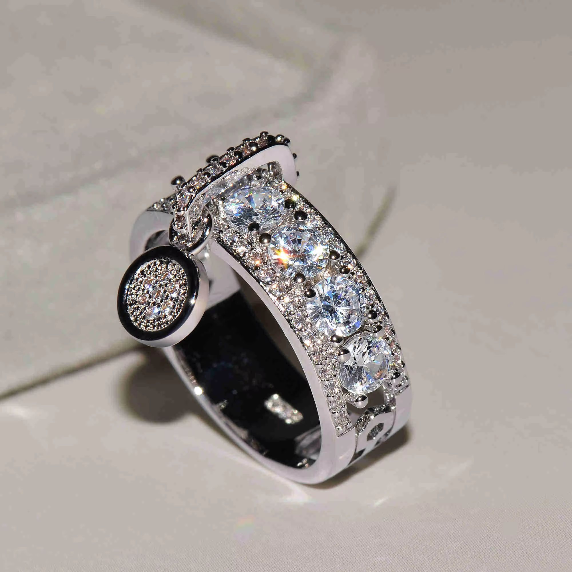 Bague de fiançailles Vintage en Zircon blanc, bijoux de mariage remplis d'or Rose pour femme, offre 