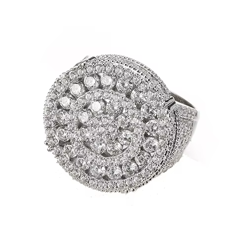 VANAXIN Bagues Rondes pour Hommes Grandes Bagues en Zircon Cubique Incrusté Or et Argent Style Hip H