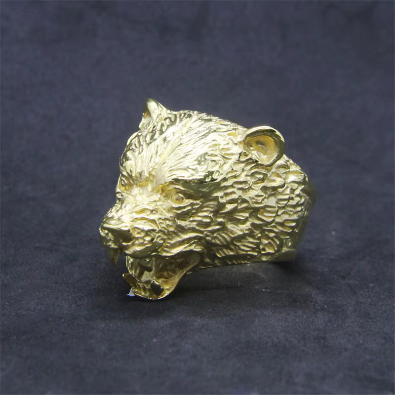 Anneau de tête d'ours doré, bijoux en acier inoxydable, bande de fête, anneau d'ours animal, nouveau