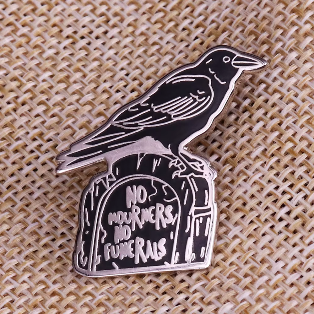 Six of Crows No Mourners No Funerals émail broche Badge livre Fandom cadeau kaz inej citation