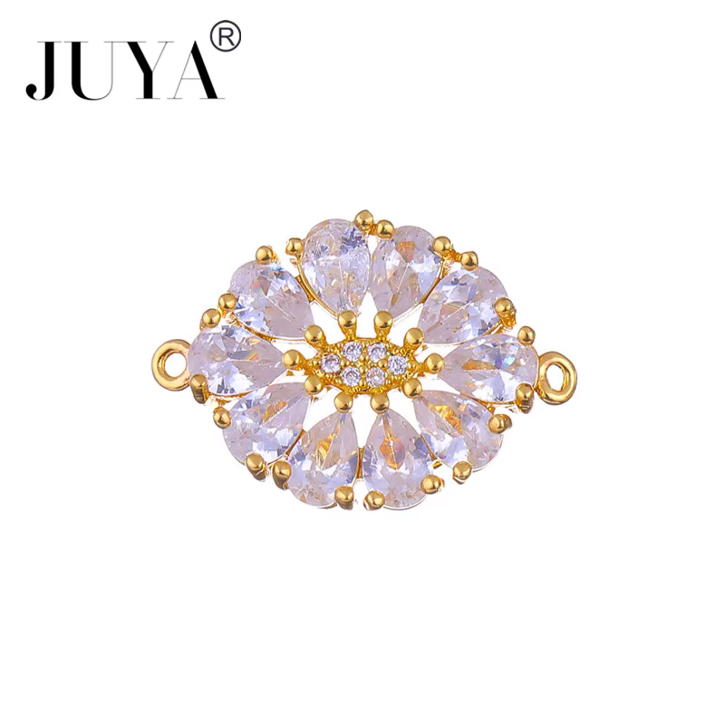 JUYA-Breloques en cristal AAA, composants exécutifs faits à la main, connecteurs de fleurs en crista