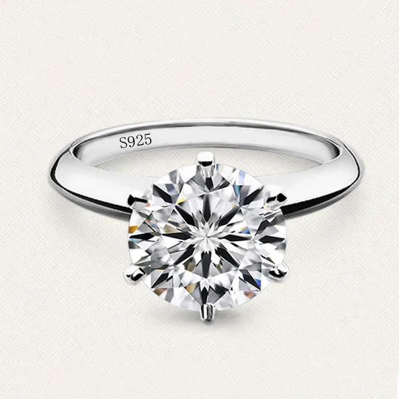 Perdre de l'argent vente solitaire couleur argent bague 7mm SONA CZ Diamant bagues de fiançailles po