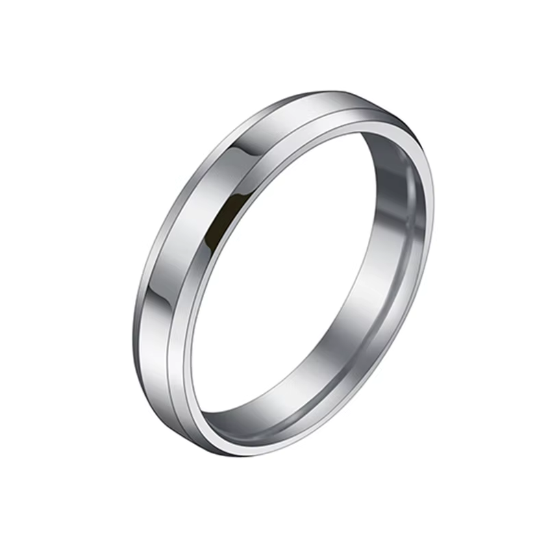 Auxauxme – bagues simples en titane et acier inoxydable, 4mm, noires, pour femmes et hommes, bijoux 