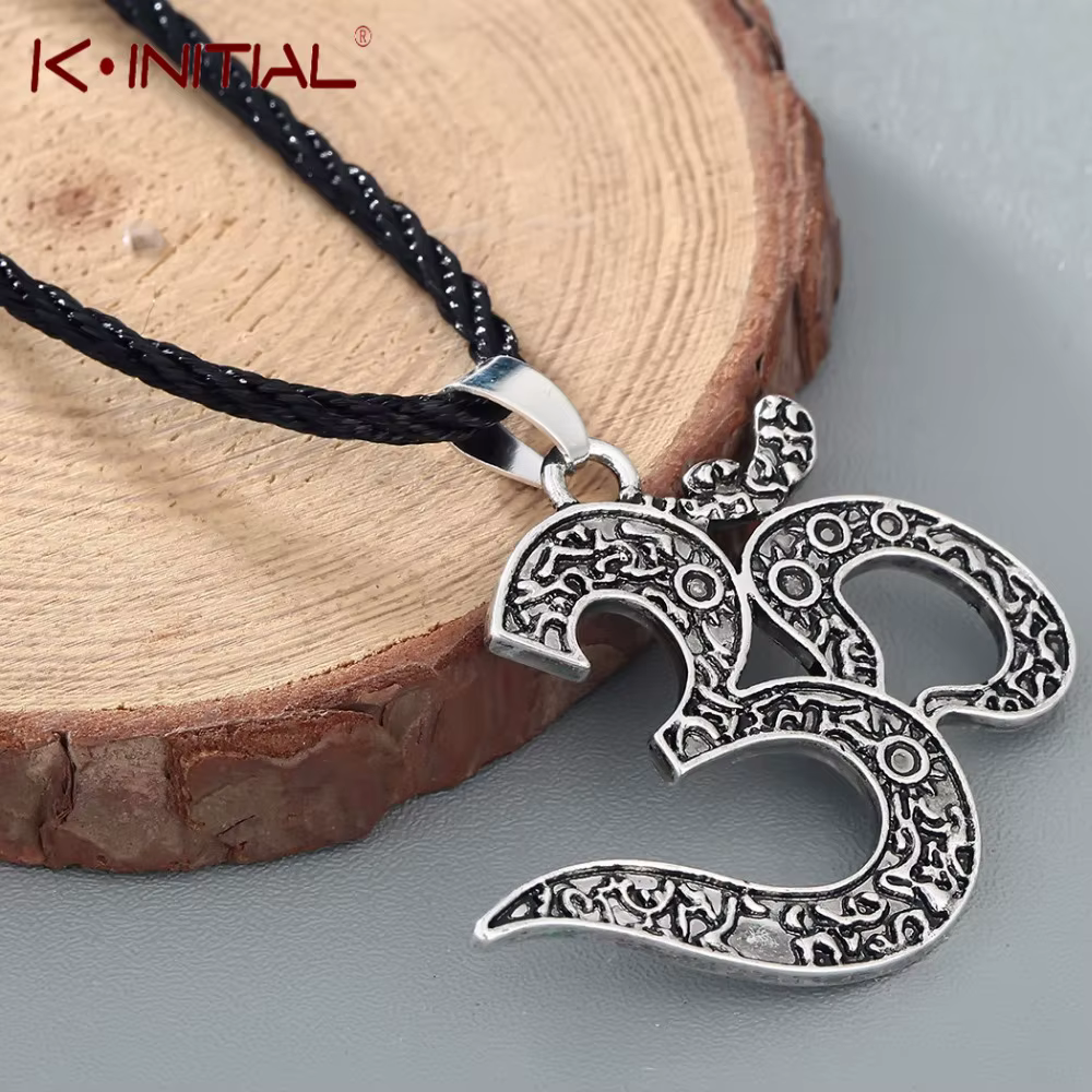 Kinitial-Collier pendentif vintage OM Ohm pour femme, breloque de yoga, bijoux de méditation de la p