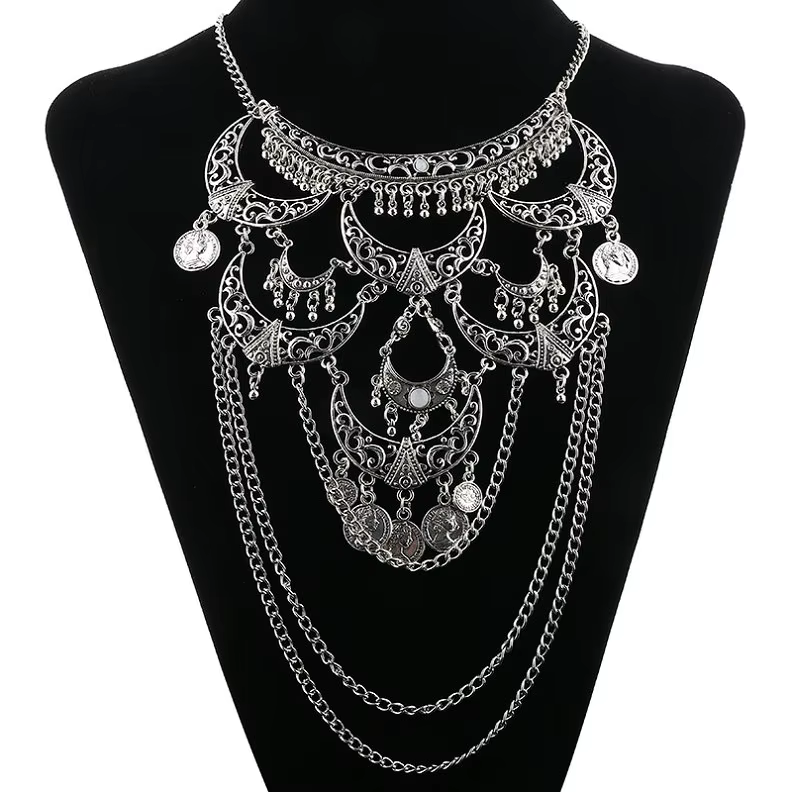 Collares Boho Maxi Collier ras du cou Femme Collier géométrique chaîne pièce Vintage Colar déclarati