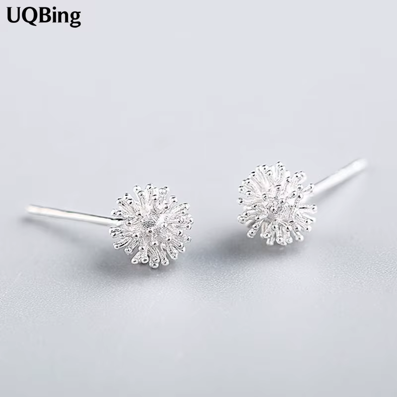 Boucles d'oreilles en forme de pissenlit, couleur argent, bijoux tendance