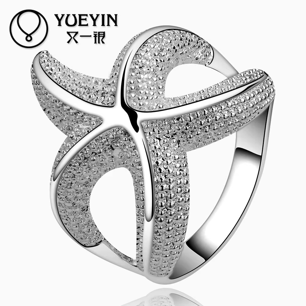 Bague en argent plaqué pour femme, bijoux unisexe, forme d'étoile de mer, nouveau design, livraison 