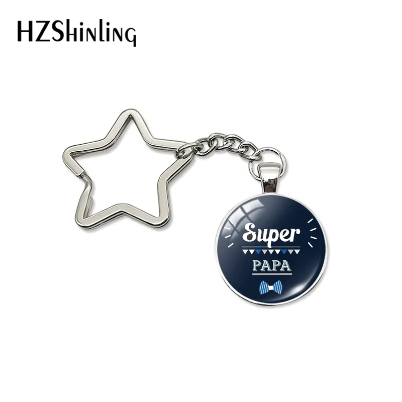 Porte-clés Je t'aime Papa Star pour hommes, porte-clés, bijoux, art français, super papa, cadeaux po