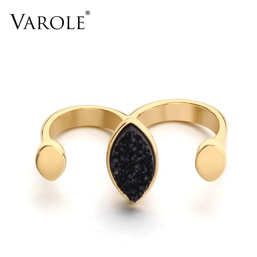 VAROLE – bague Punk pour femmes, bijoux à deux doigts, personnalité Hip Hop, jointures en cuivre, à 