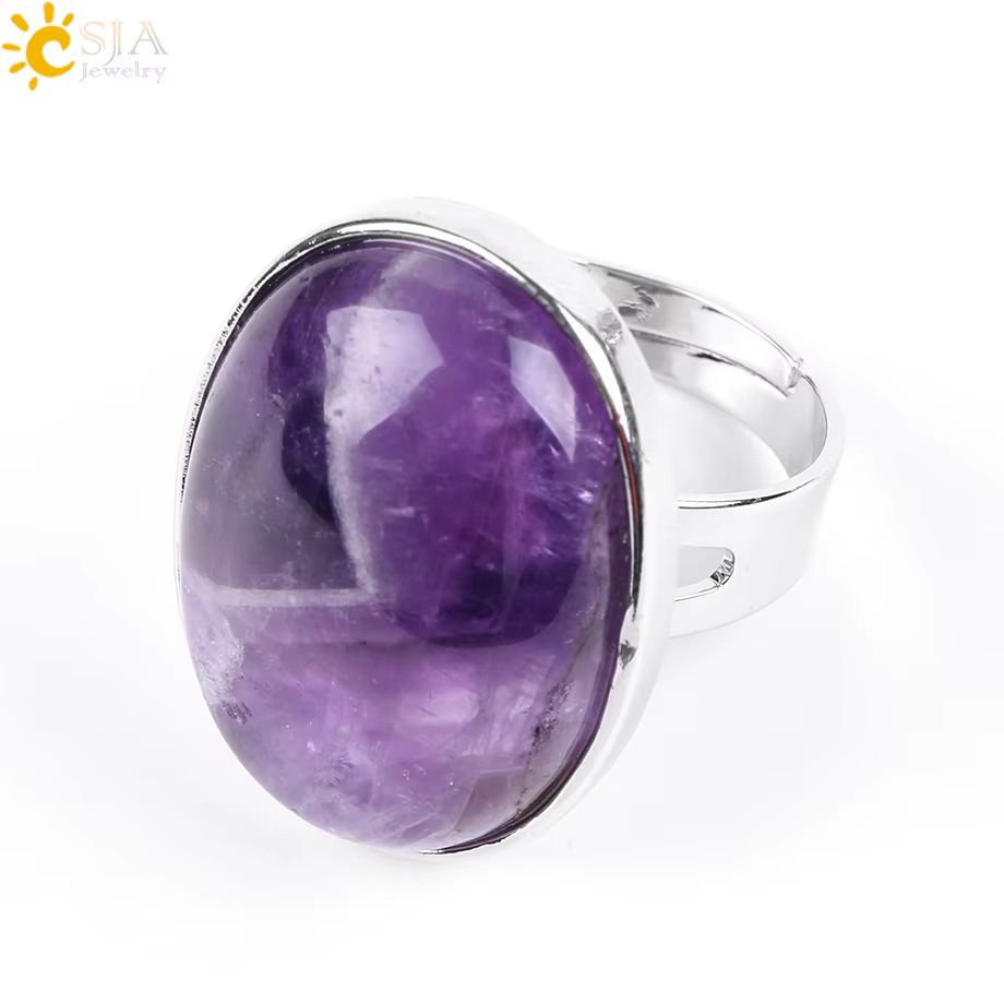 CSJA bague pierre naturelle ajustable bague obsidienne pierre naturelle  Bague reiki avec différente