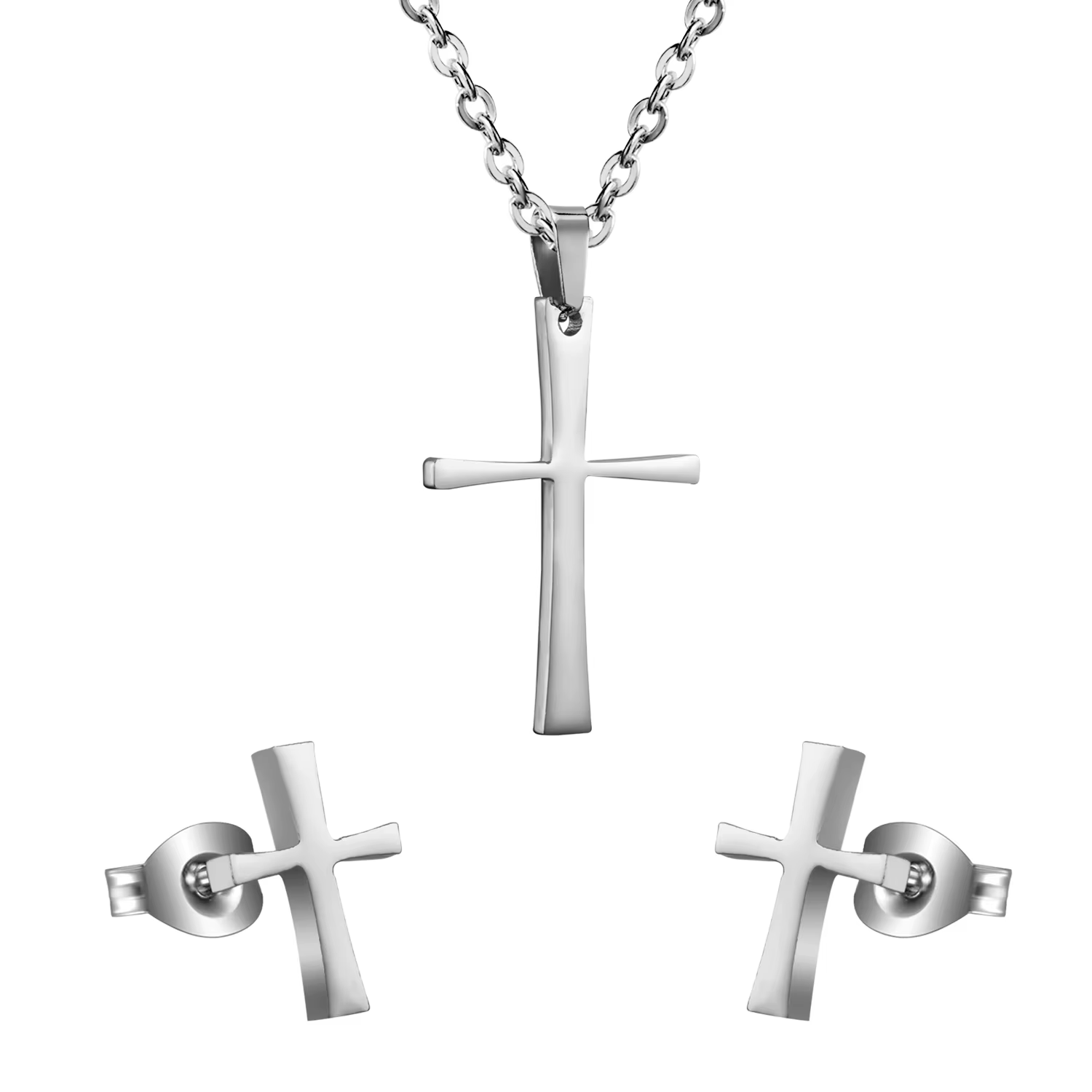 LUXUKISSKIDS-Ensemble de bijoux indiens dorés en acier inoxydable pour femme, collier pendentif croi