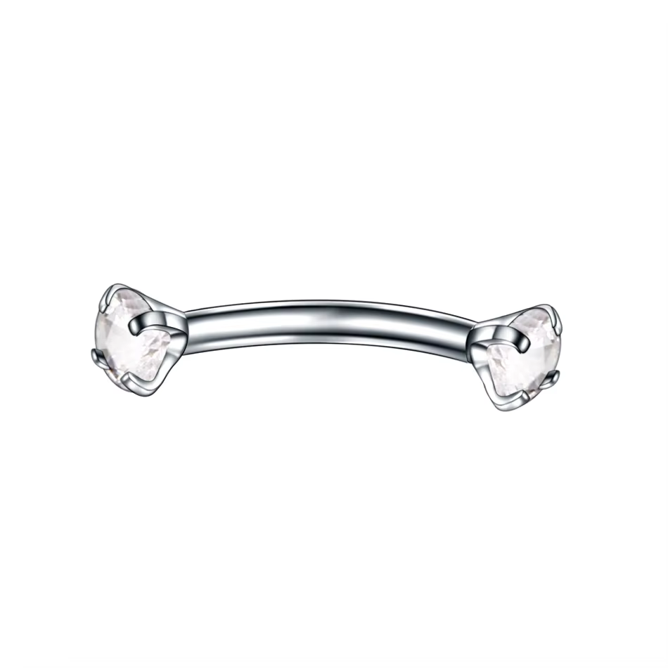 1PC acier cristal gemme sourcil anneau Tragus Helix Rook boucle d'oreille Piercing courbé banane Pie