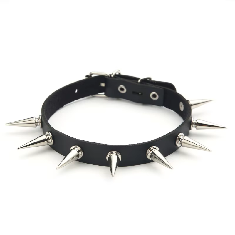 Collier ras du cou à pointes noires, clou à rivets, Punk Rock, Faux cuir, gothique, pour femmes et f