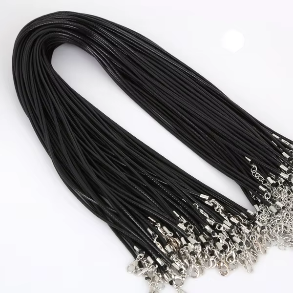 Lot de 10 chaînes en cuir de 2mm, breloques, Bracelet, pendentif, fermoir à homard, accessoires de f