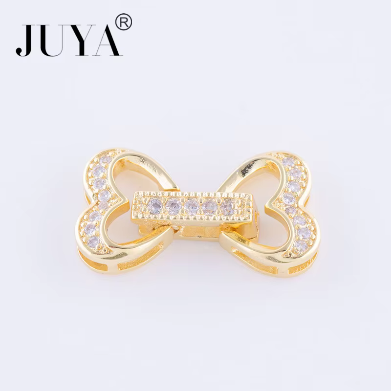 Fermoirs en forme de cœur en biscuits CZ micro pavé, composants de bijoux, bracelets de perles exécu