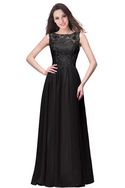 Misshow-Robe de demoiselle d'honneur en mousseline de soie et dentelle, 10 couleurs, ligne A, longue