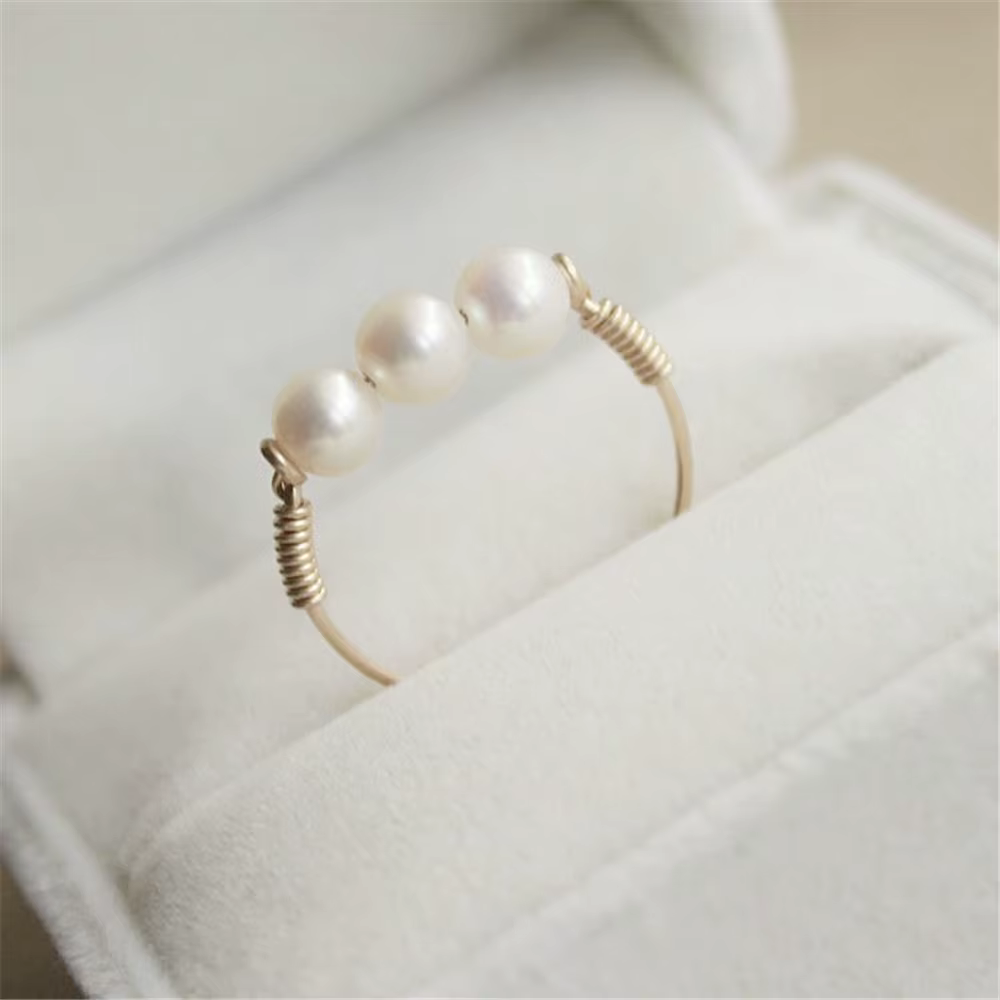 Bagues en perles d'eau douce pour femmes, bijoux faits à la main remplis d'or, cadeau, style Boho