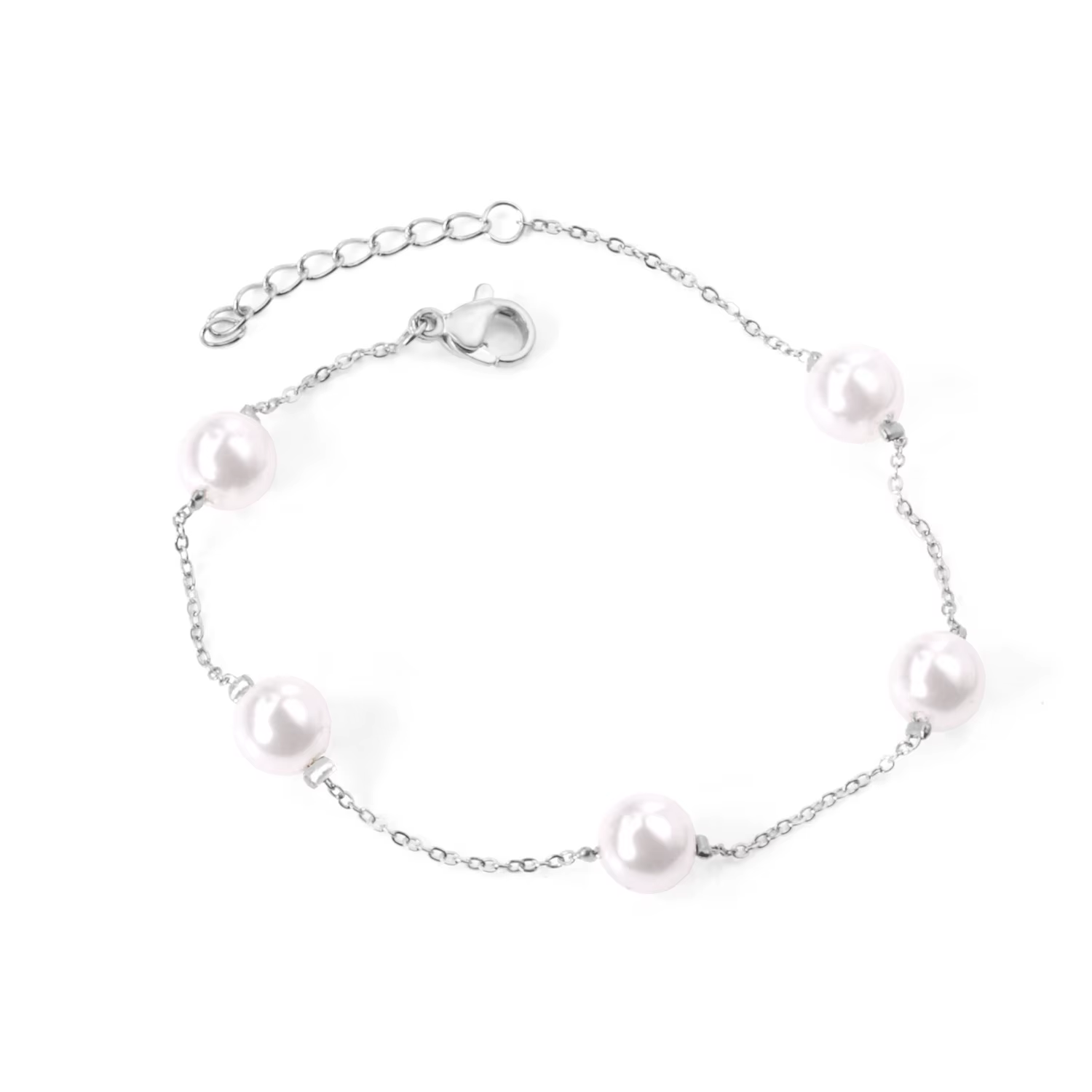 LUXUSTEEL-Bracelets à Maillons en Acier Inoxydable pour Femme, Bijoux de ix, Joncs Ajustables, Perle