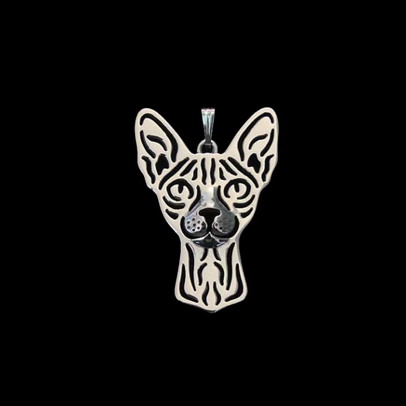 Bijoux en métal plaqué argent pour femme, chat Sphynx, animal de compagnie