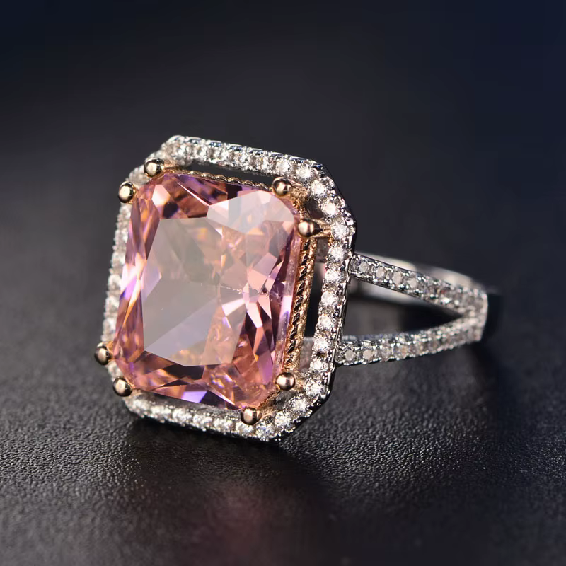Bagues de mariage à Quartz rose pour femmes, bijoux en argent S925, pierres précieuses romantiques, 