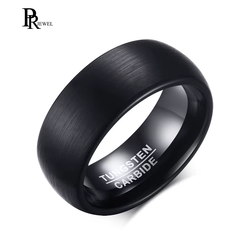 Bague de mariage en carbure de tungstène noir pour homme, finition 256, ajustement confortable, tail