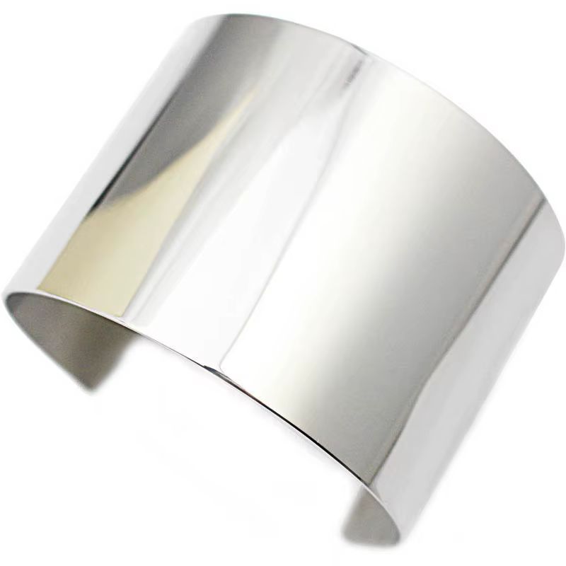 COUYA-Bracelet manchette en acier inoxydable pour femme, large, blanc, uni, brillant, hip hop, punky